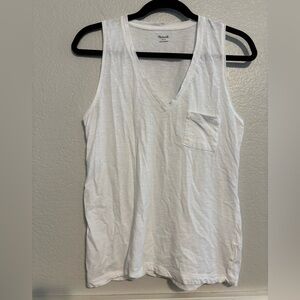 Madewell Whisper Cotton V-neck Sleeveless Pocket Tee size Small